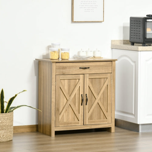 HOMCOM Farmhouse Barn Door Sideboard Accent Buffet Storage Cabinet