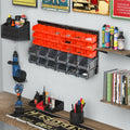DURHAND Wall Mounted Storage Bin Rack Tool Organizer with 30 Bins