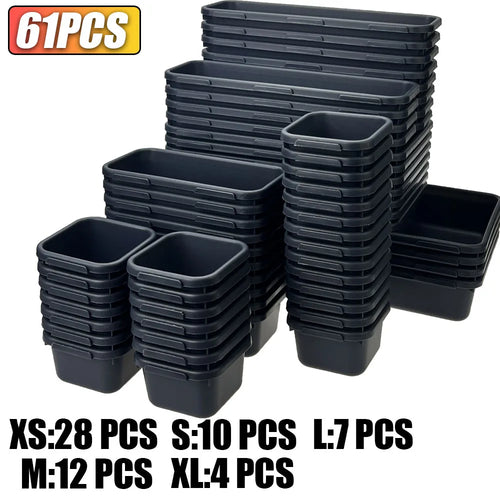 61/45/34/24/9PCS Desk Drawer Organizers 5 Size Interlocking Shallow