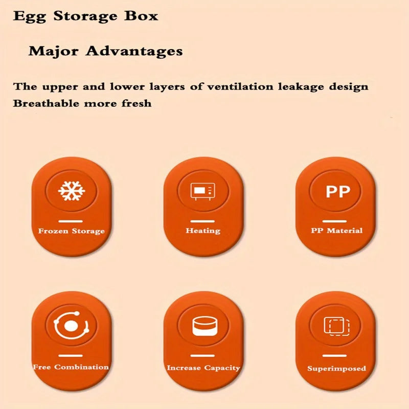 1pc Kitchen Egg Storage Box Refrigerator Fresh Plastic 2-Layer Drawer