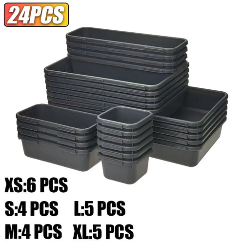 61/45/34/24/9PCS Desk Drawer Organizers 5 Size Interlocking Shallow