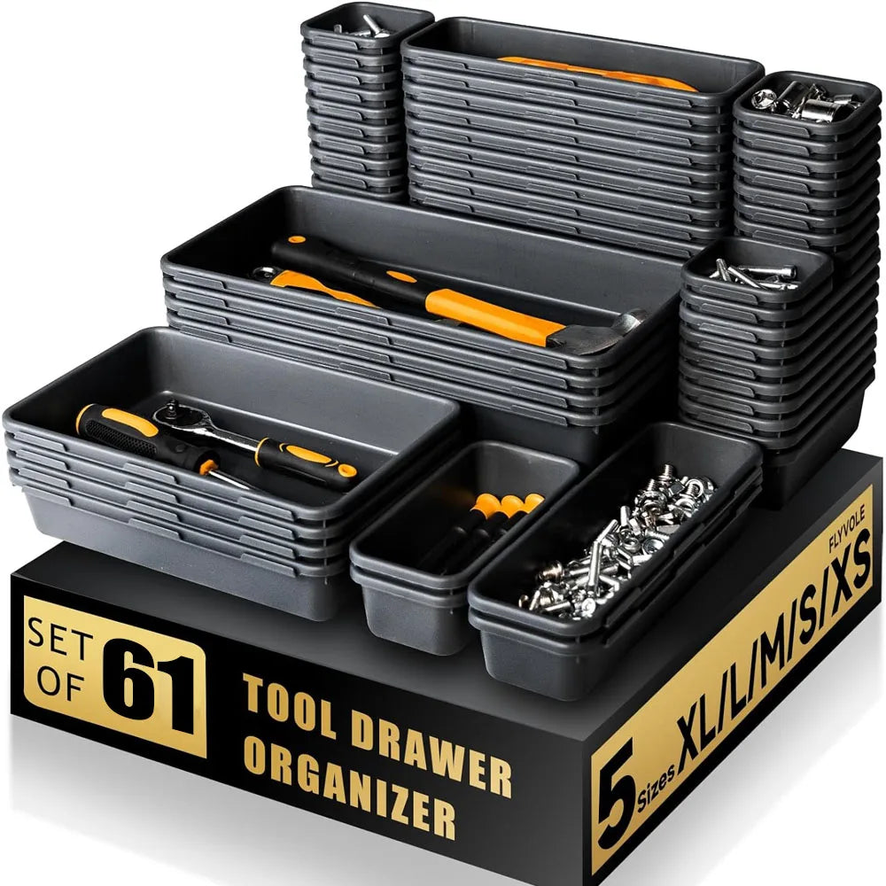 61/45/34/24/9PCS Desk Drawer Organizers 5 Size Interlocking Shallow