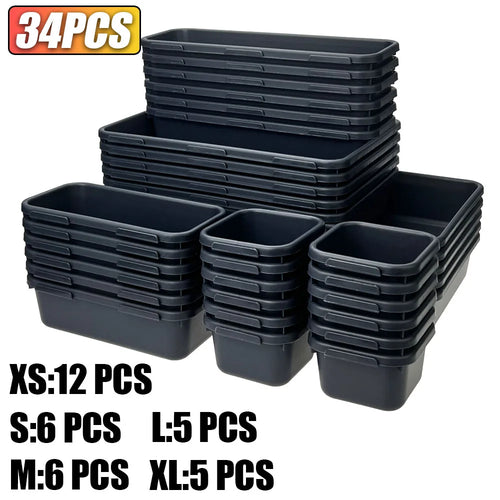 61/45/34/24/9PCS Desk Drawer Organizers 5 Size Interlocking Shallow