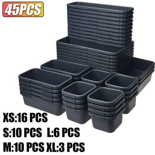 61/45/34/24/9PCS Desk Drawer Organizers 5 Size Interlocking Shallow