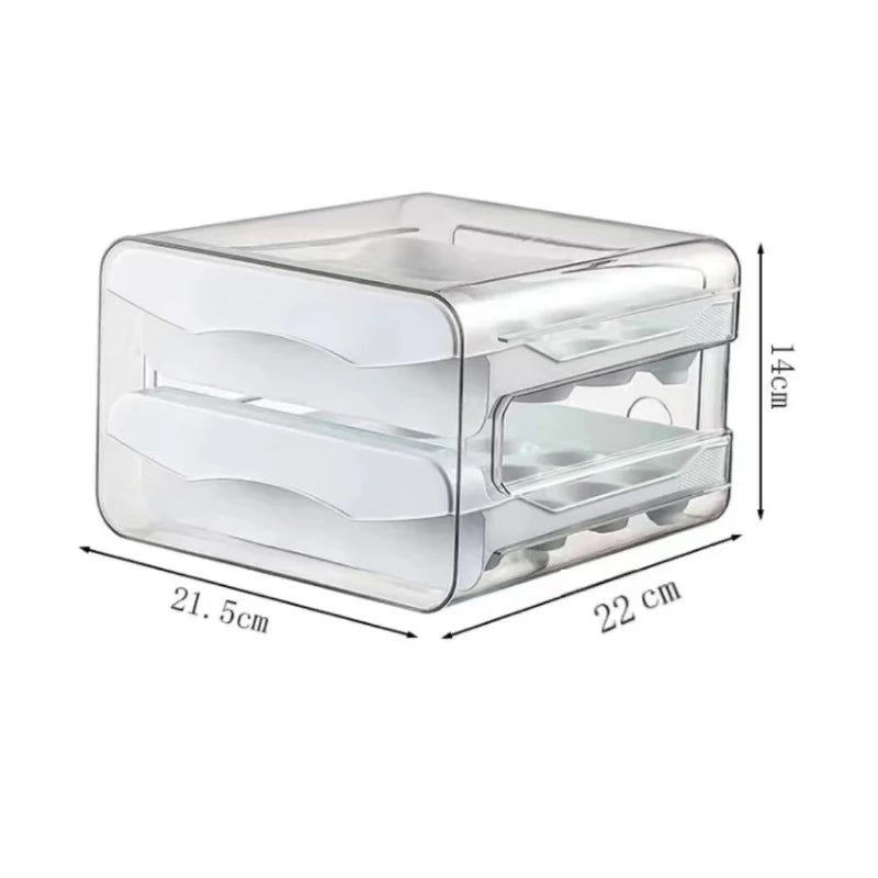 1pc Kitchen Egg Storage Box Refrigerator Fresh Plastic 2-Layer Drawer