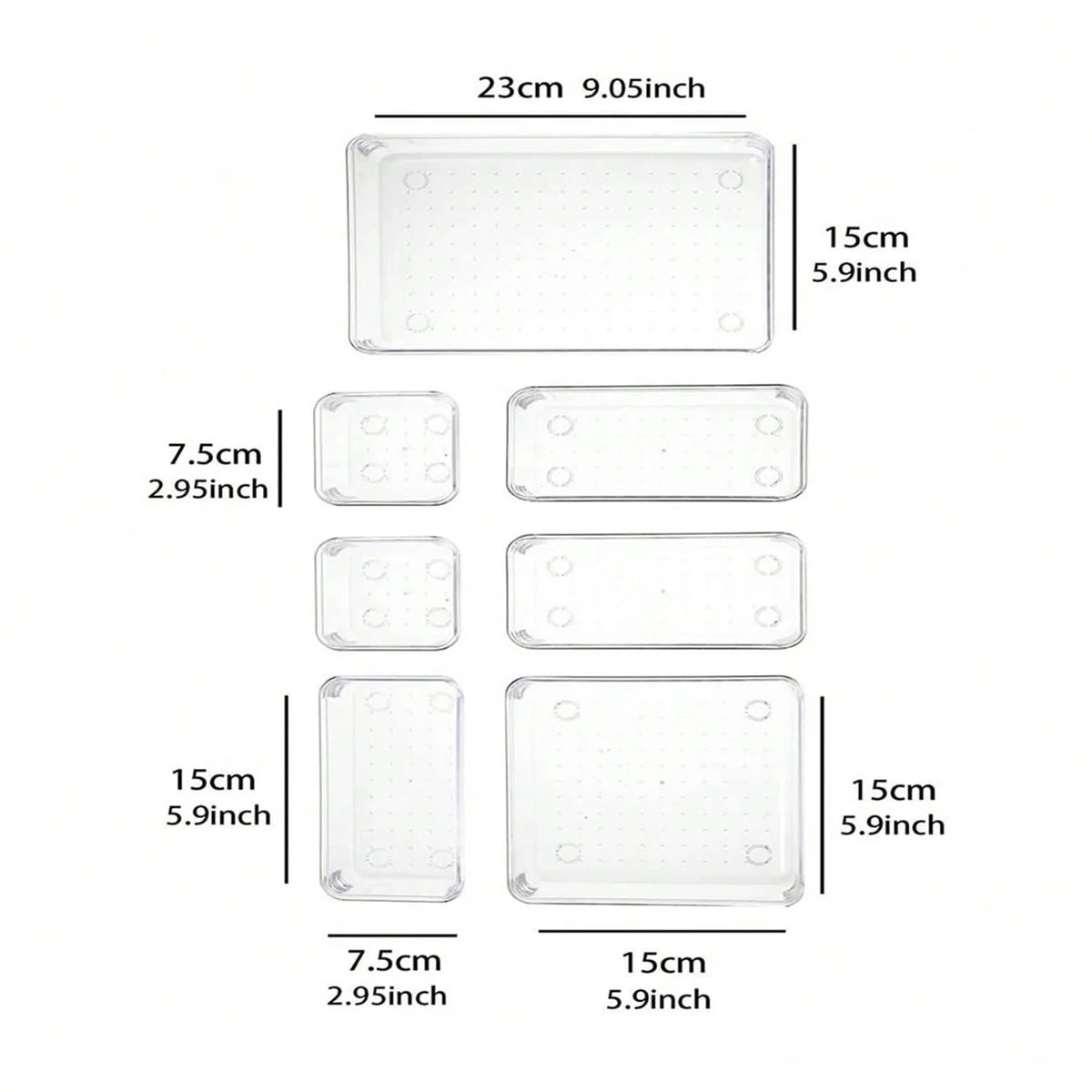 7  Desk Drawer Organizers Set Plastic Bathroom Storage Makeup
