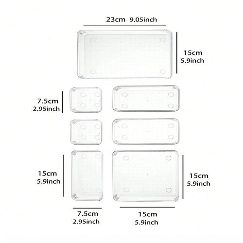 7  Desk Drawer Organizers Set Plastic Bathroom Storage Makeup