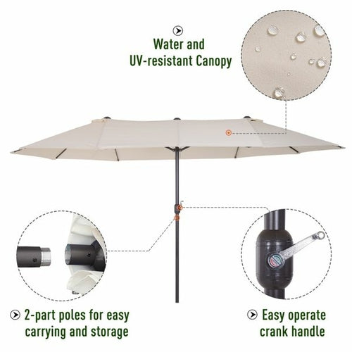 Outsunny 15ft Double-Sided Patio Umbrella Parasol Sun Shelter Canopy